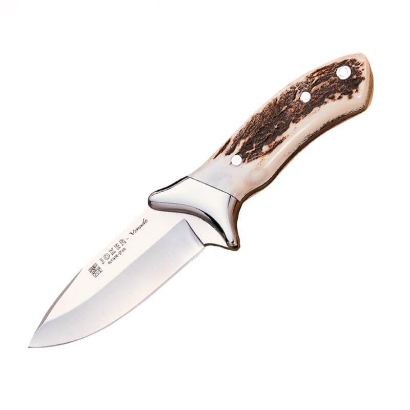 Cuchillo de caza Joker Venado con mango de asta de ciervo y virol...
