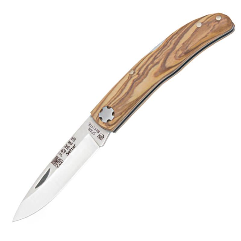Navaja Joker Setter con mango de madera de olivo y bloqueo traser...