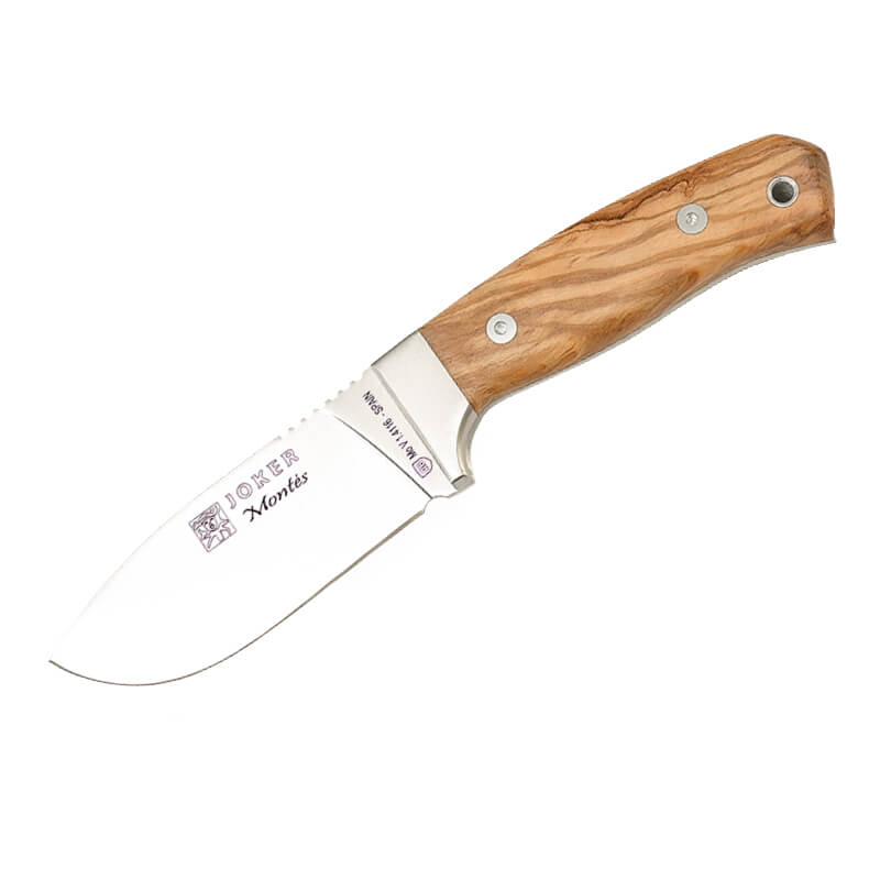 Cuchillo de caza Joker Montés con mango de madera de olivo con virola y hoja de 10 cm