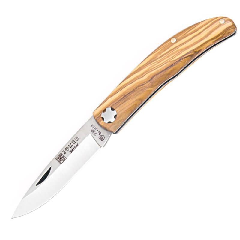 Navaja Joker Setter con mango de madera de olivo y hoja de 6.5 cm