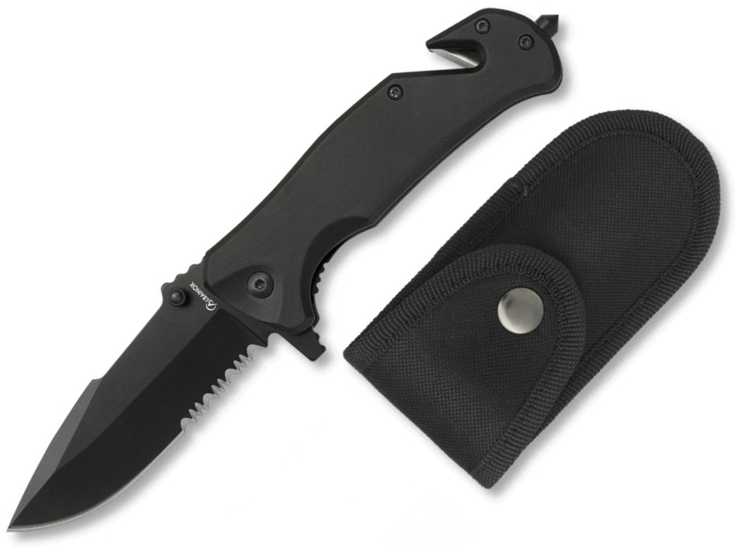 Navaja Albainox de color negro de seguridad con hoja de 8 cm y punta rompevidrios