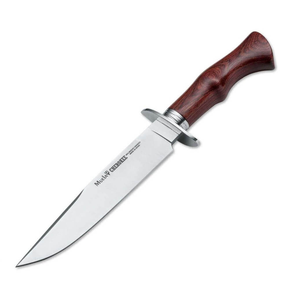 Cuchillo de caza Muela Cherokee con mango de madera de palisandro...