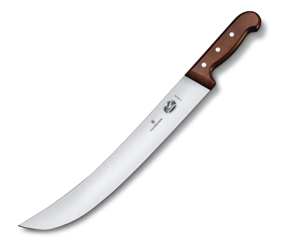 Cuchillo carnicero con mango de palisandro y hoja ancha curva de ...
