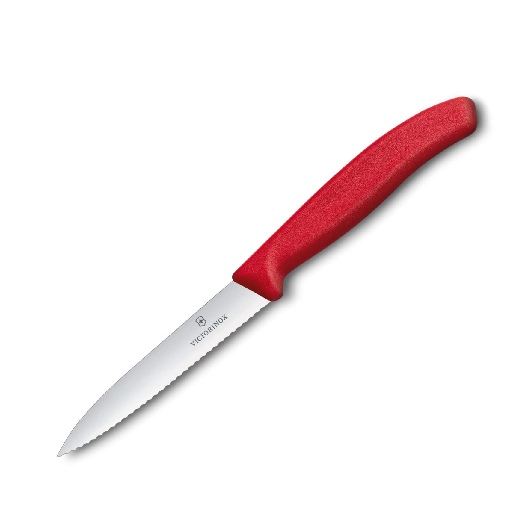 Cuchillo para verdura Victorinox de mango rojo con filo dentado y...