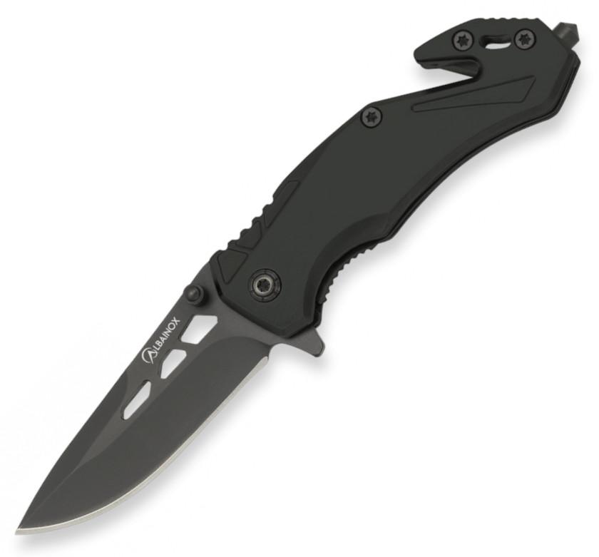 Navaja Albainox de seguridad con mango de aluminio negro, clip y hoja de hoja 5,8 cm