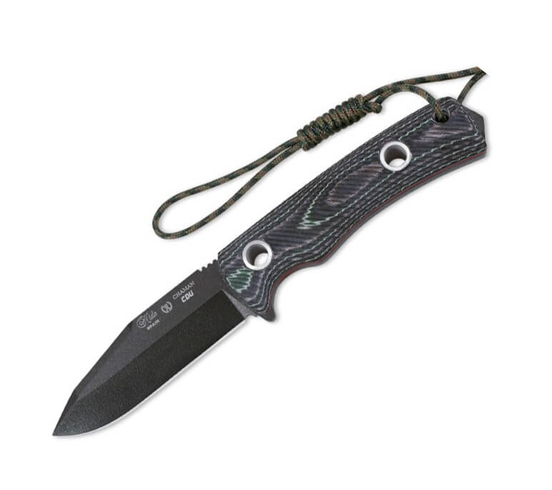 Cuchillo táctico Nieto Chamán CDU con mango de Katex negro y ho...