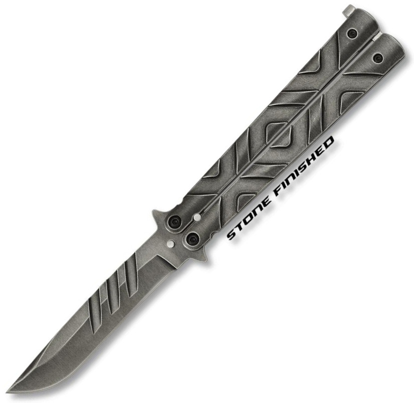 Navaja abanico Albainox "Stone Finished" con mango de acero y hoj...