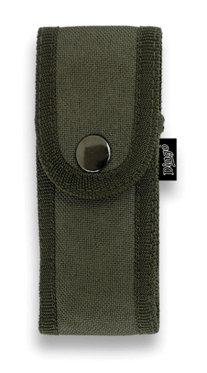 Funda acolchada verde con dimensiones de 13 x 5,5 cm, ideal para navajas