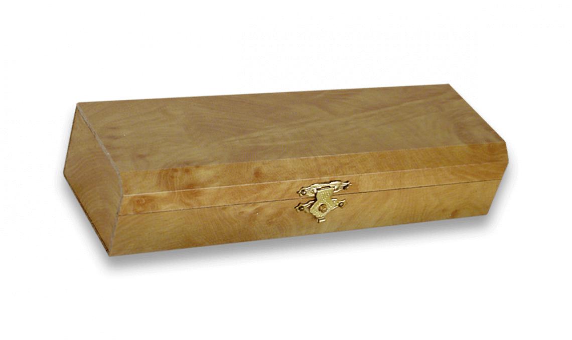 Caja regalo de madera con el interior acolchado, medidas de 17 x 4,5 x 2,7 cm