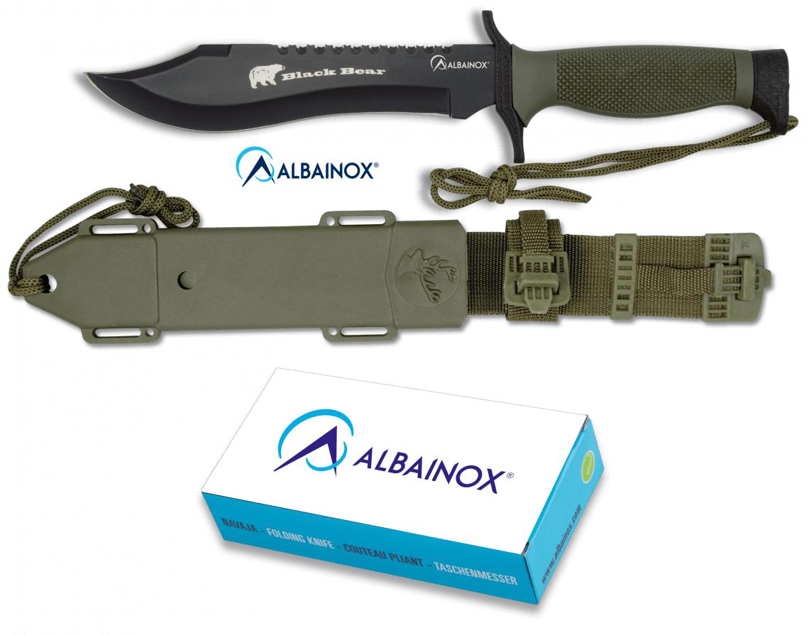 Cuchillo táctico de Albainox Black Bear con funda de ABS y nylon...