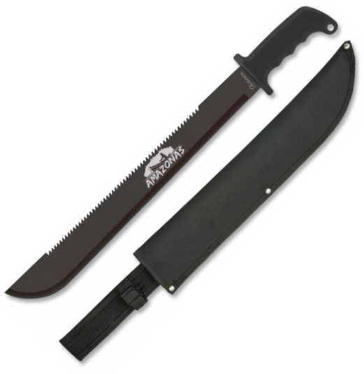 Machete Amazonas con hoja negra de 46 cm con sierra en el lomo y ...