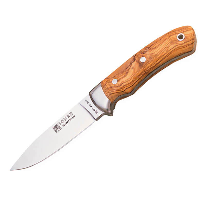 Cuchillo de caza Joker Pantera con mango de madera de olivo y vir...