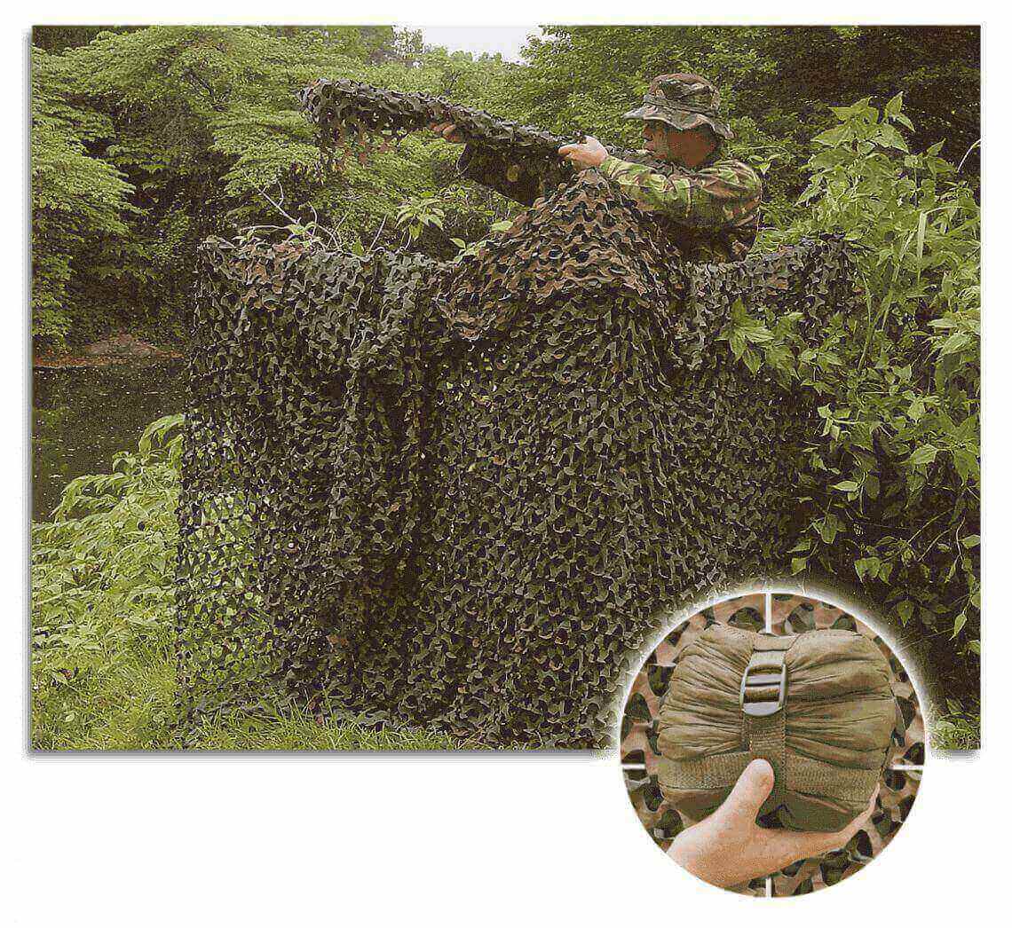 Red de camuflaje verde de poliester y poliuretano de 3 x 1,4 m co...