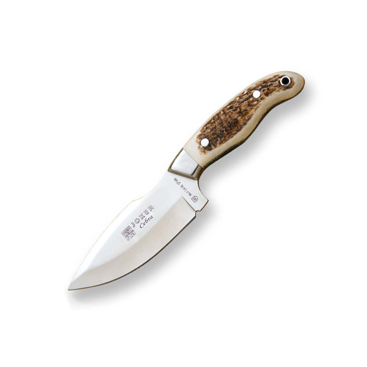 Cuchillo de caza Joker Cebra con mango de asta de ciervo y hoja d...