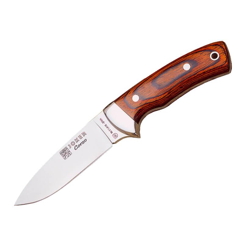 Cuchillo de caza Joker Corzo con mango de madera roja y hoja de 1...