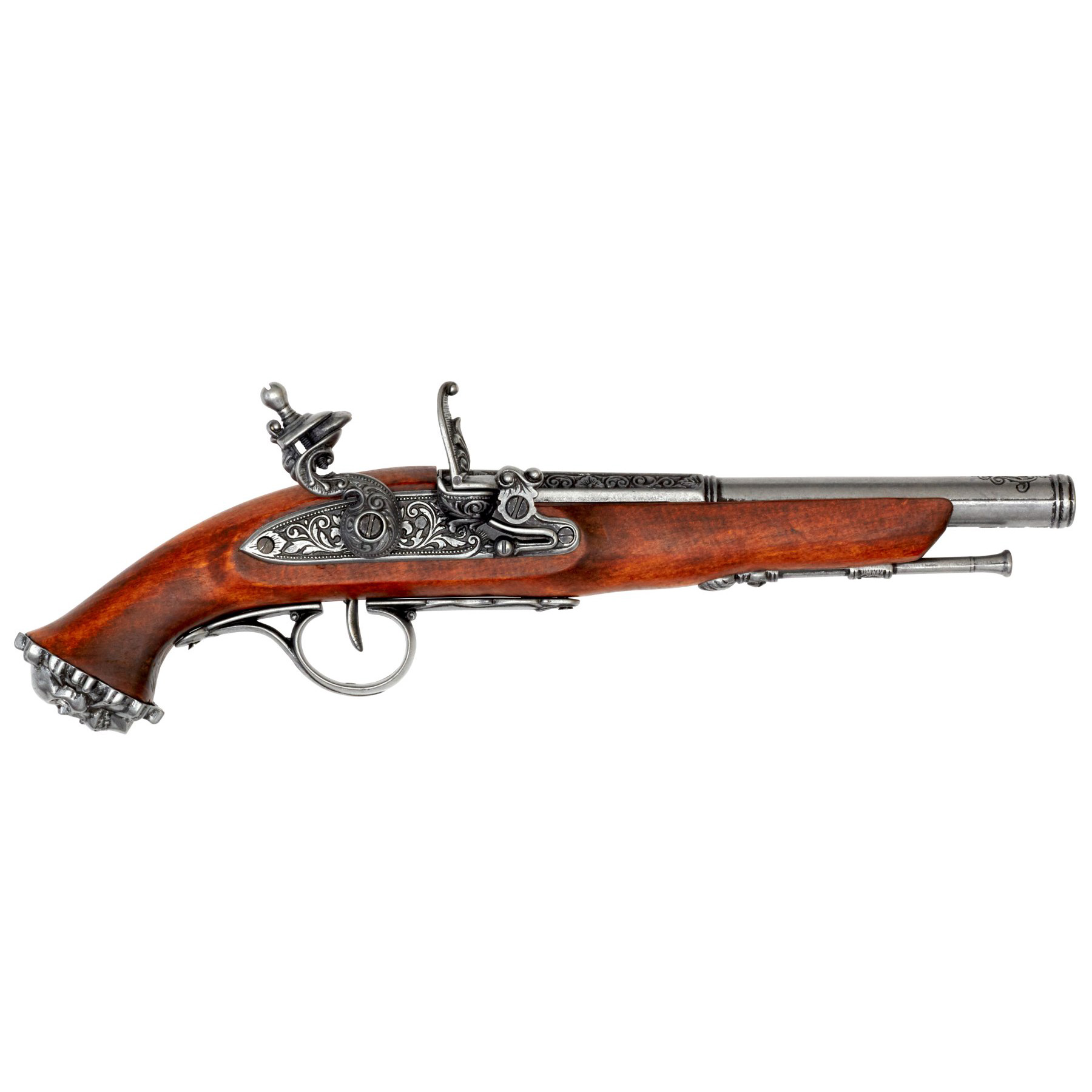 Pistola pirata de chispa de madera y metal S. XVIII
