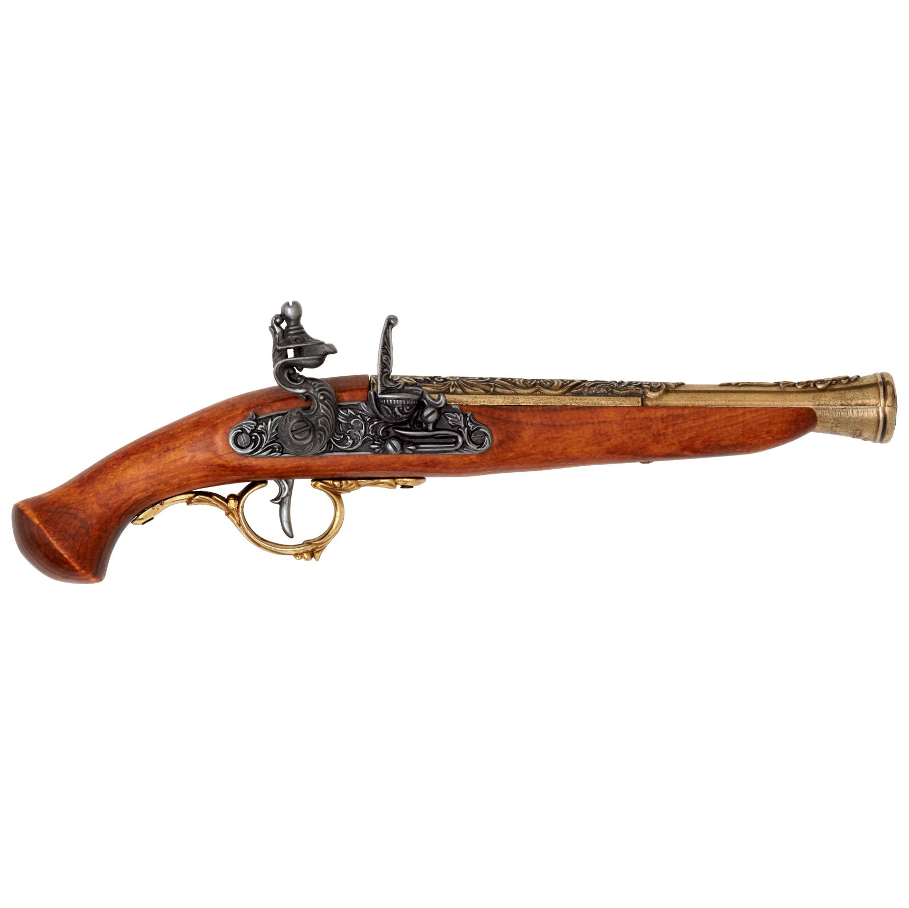 Pistola de chispa madera y metal acabado latón, Alemania siglo XV...