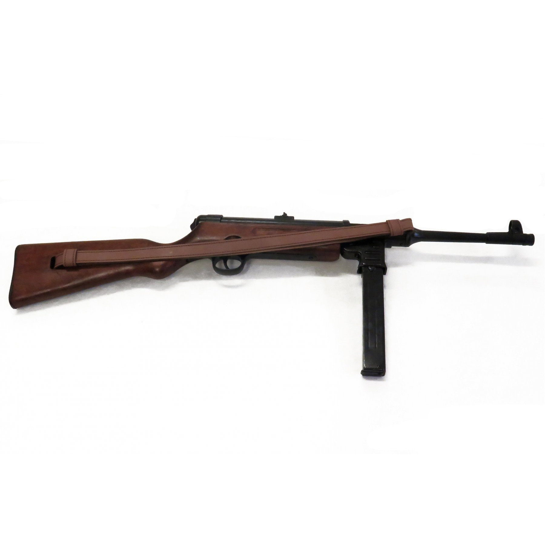 Replica de ametralladora MP41, Alemania 1940 con correa de piel