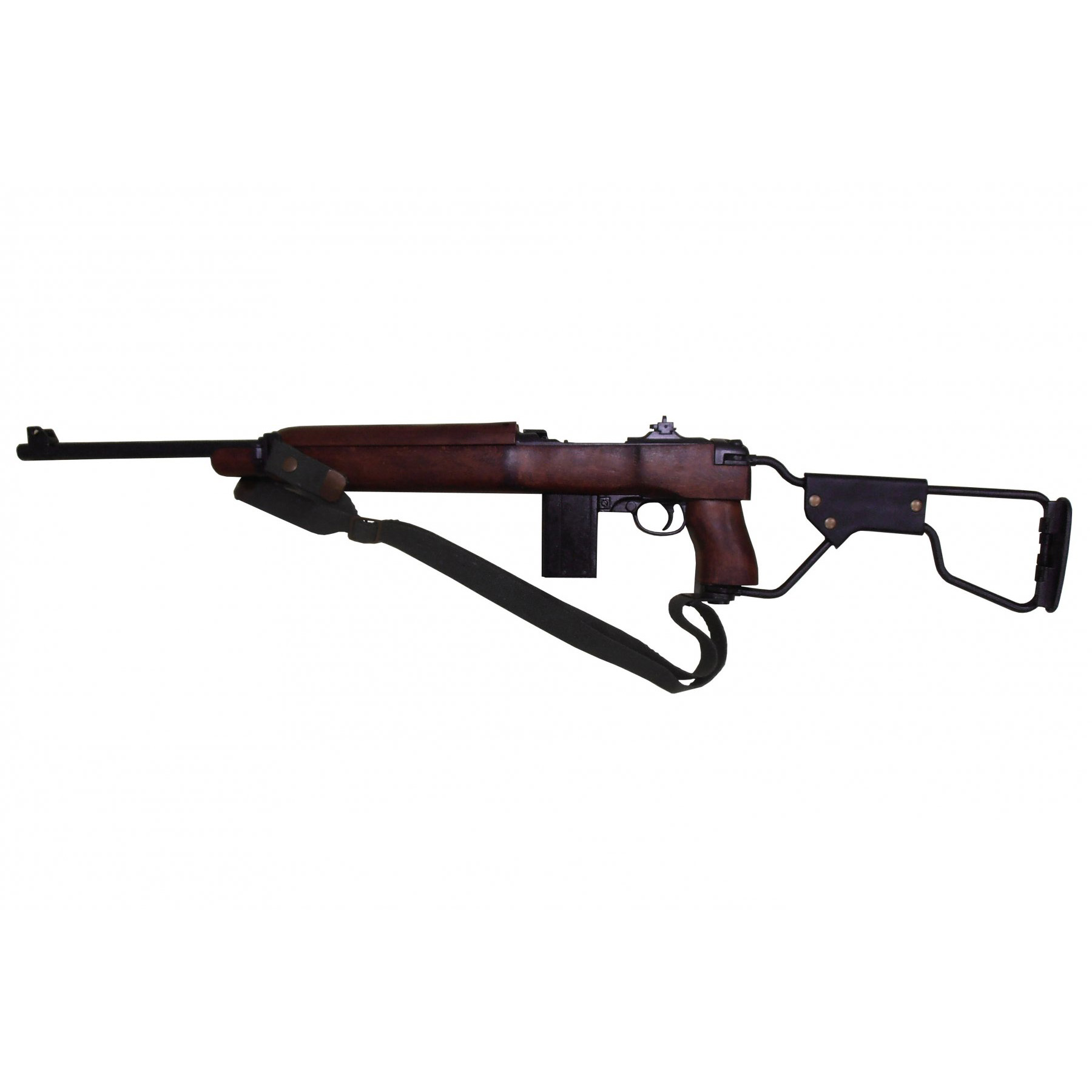 Replica de carabina M1A1 mod. paracaidista, USA 1942 con correa de tela