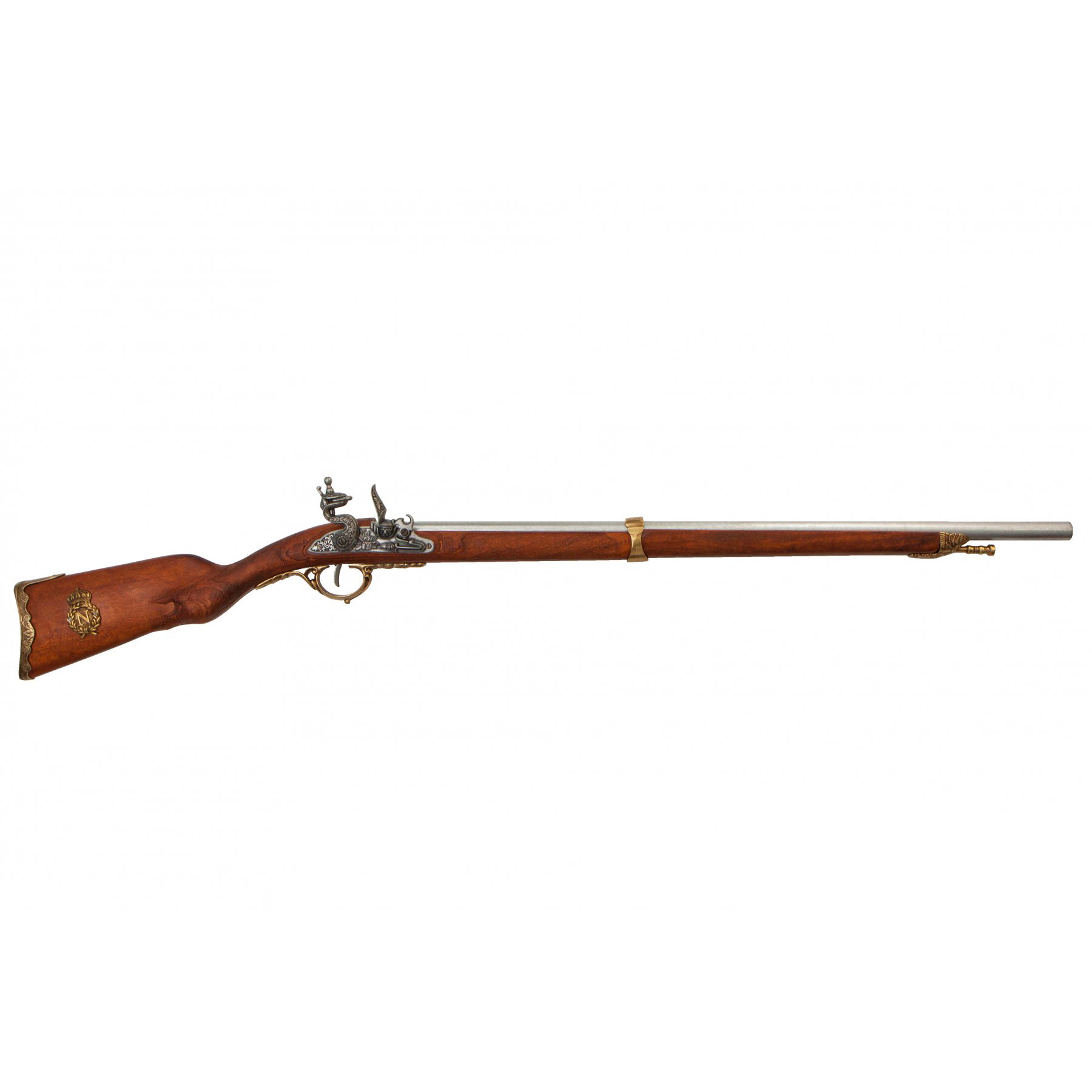 Rifle de Napoleón, Francia 1807, fabricado en madera y metal acabado latón
