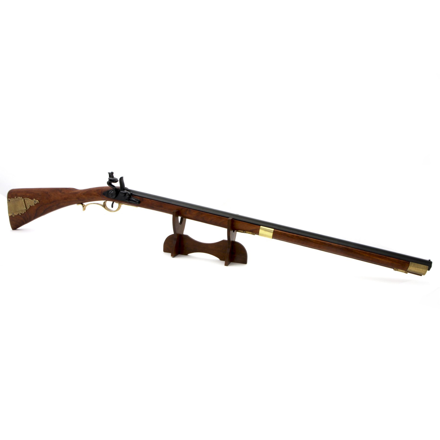 Carabina Kentucky, USA S. XIX, fabricado en madera y metal acabado latón