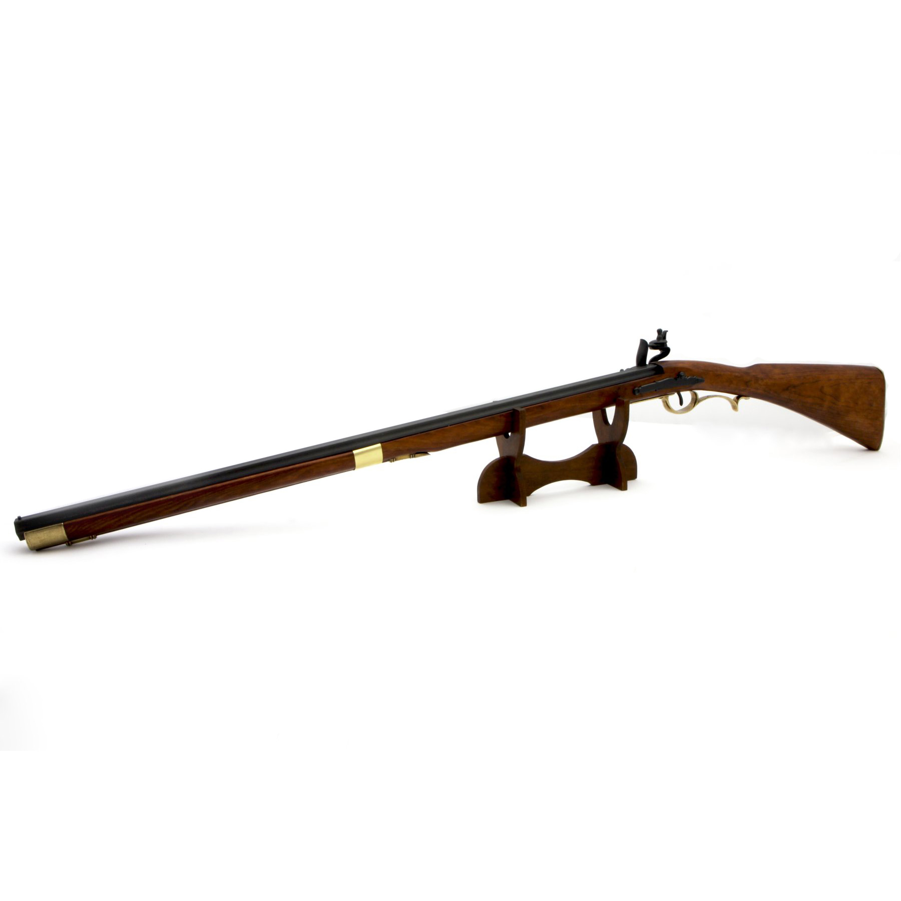 Carabina Kentucky, USA S. XIX, fabricado en madera y metal acabado latón