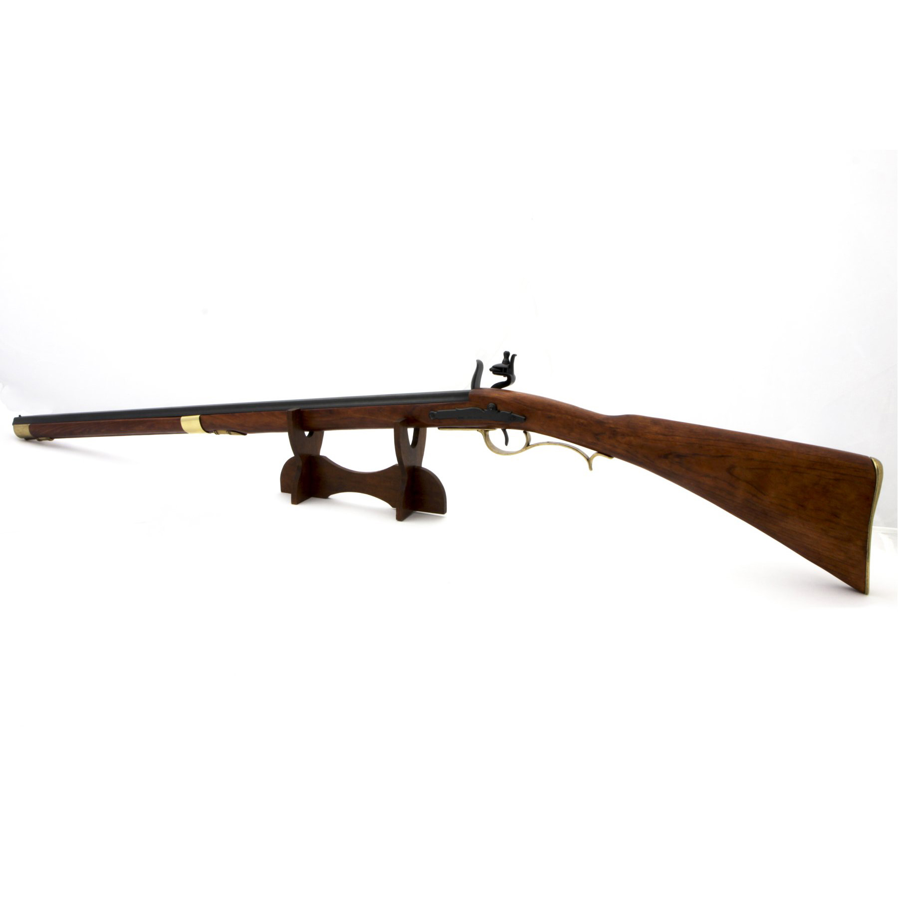 Carabina Kentucky, USA S. XIX, fabricado en madera y metal acabado latón