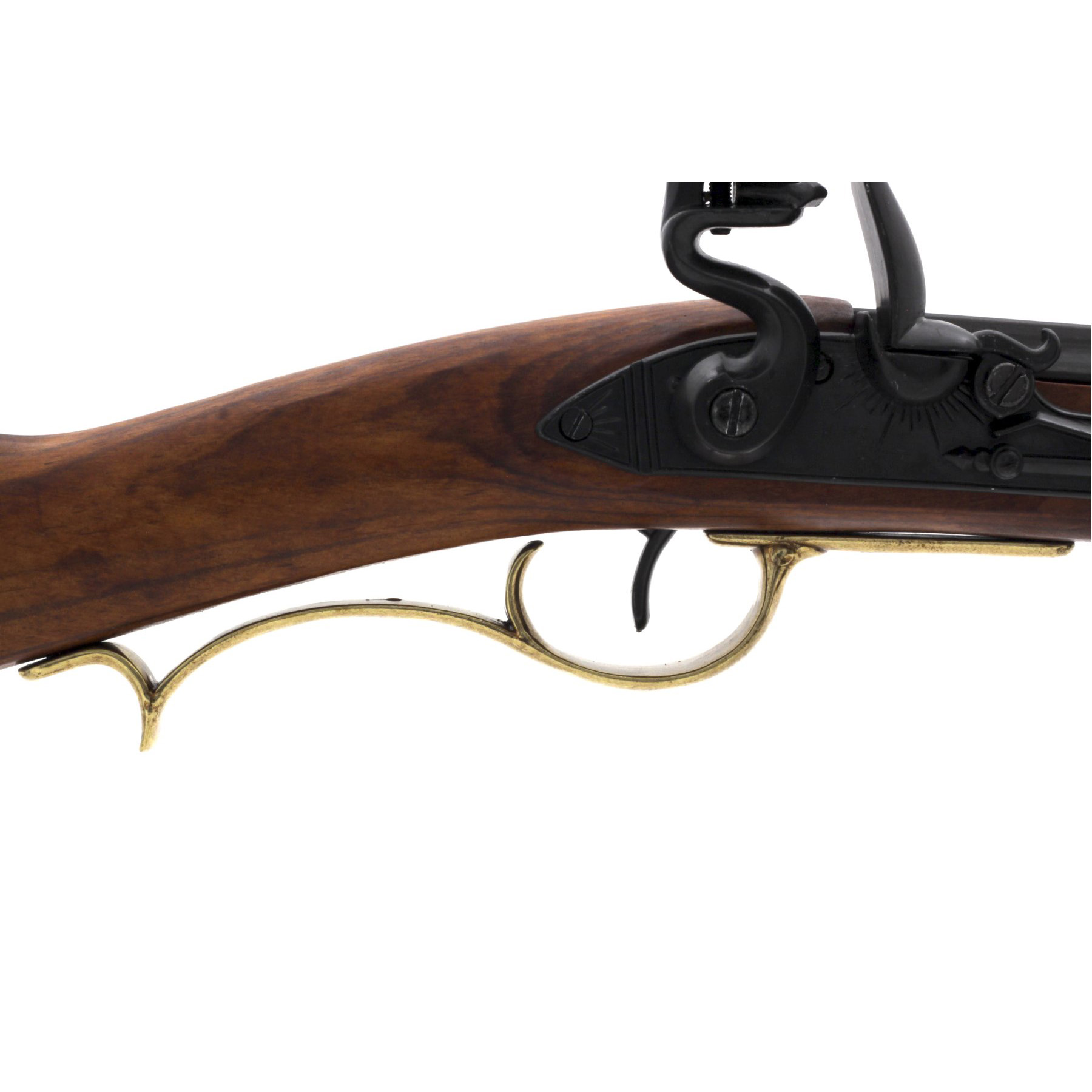 Carabina Kentucky, USA S. XIX, fabricado en madera y metal acabado latón