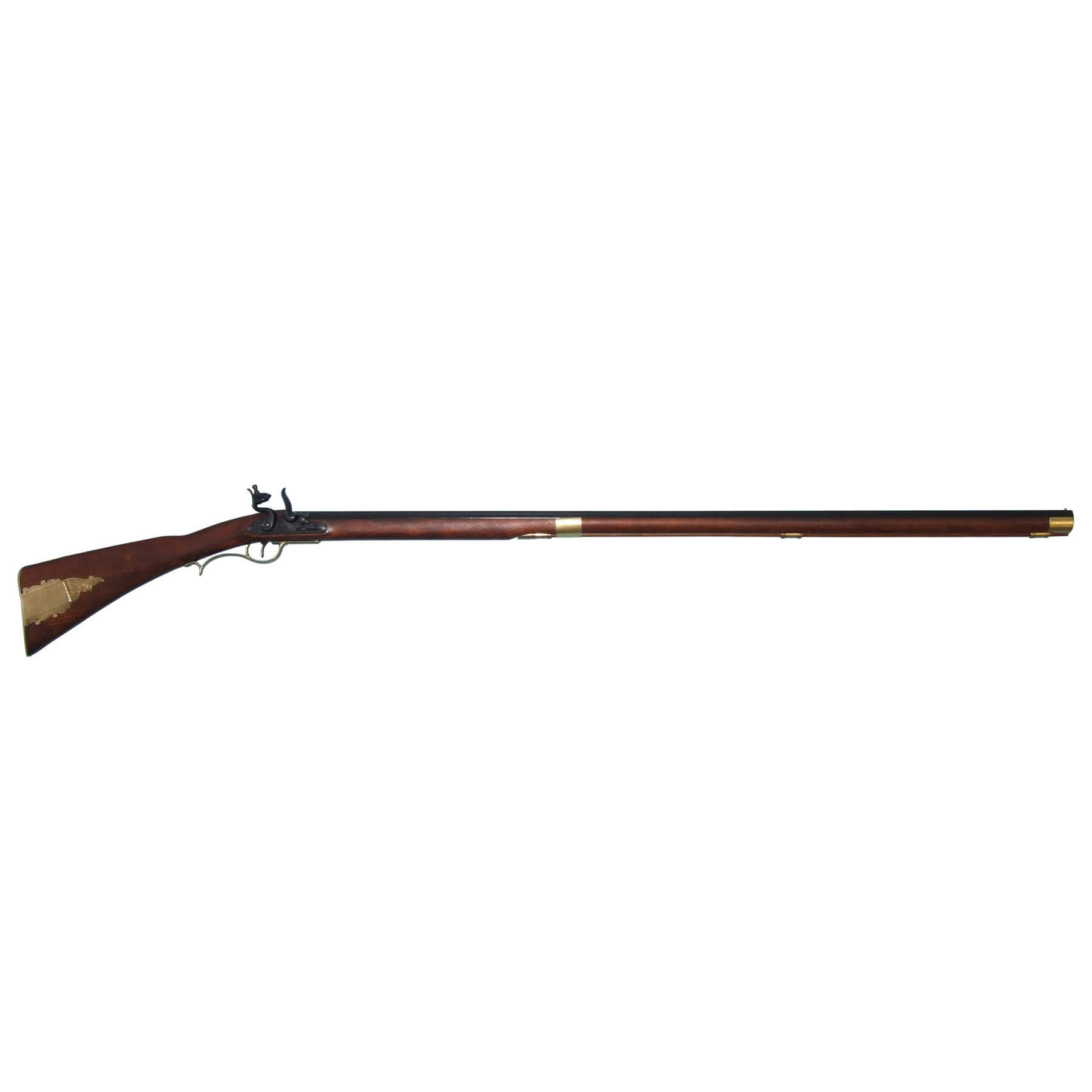 Fusil Kentucky, USA S. XIX, fabricado en metal acabado latón y madera