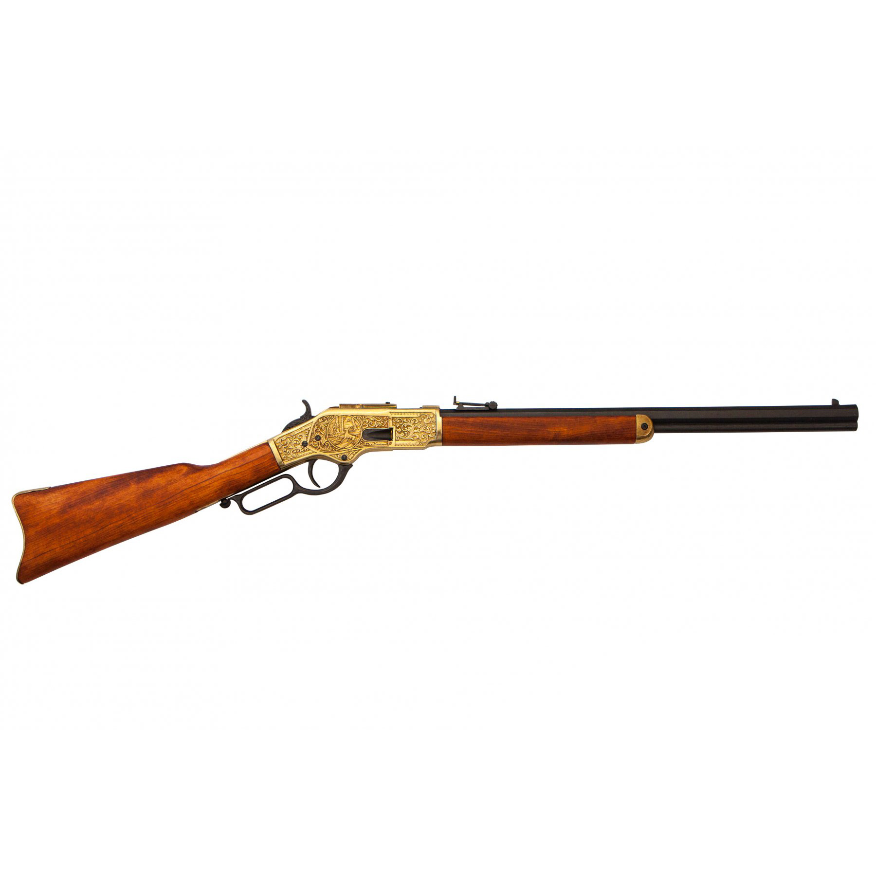 Carabina modelo 73, USA 1873, fabricado en metal acabado latón y madera