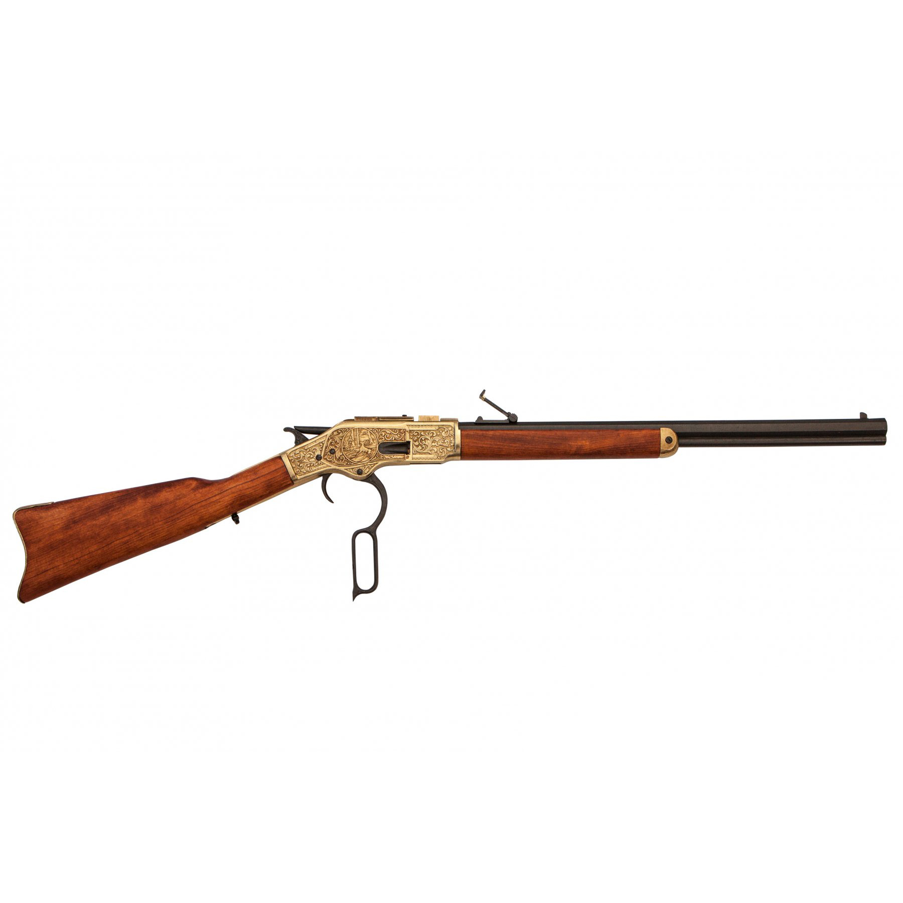 Carabina modelo 73, USA 1873, fabricado en metal acabado latón y madera