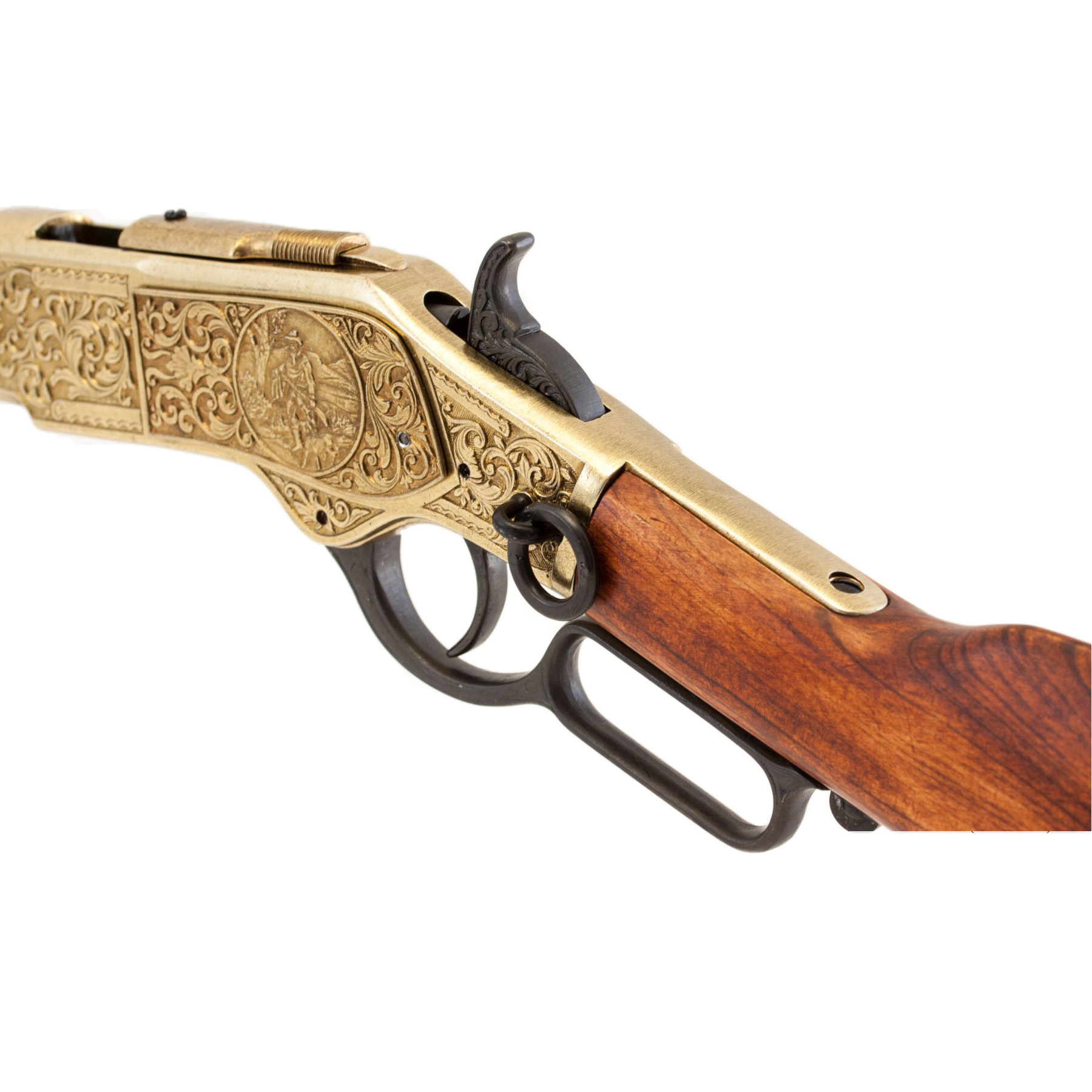 Carabina modelo 73, USA 1873, fabricado en metal acabado latón y madera