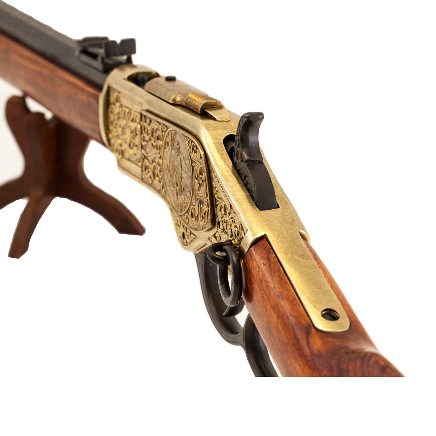 Carabina modelo 73, USA 1873, fabricado en metal acabado latón y madera