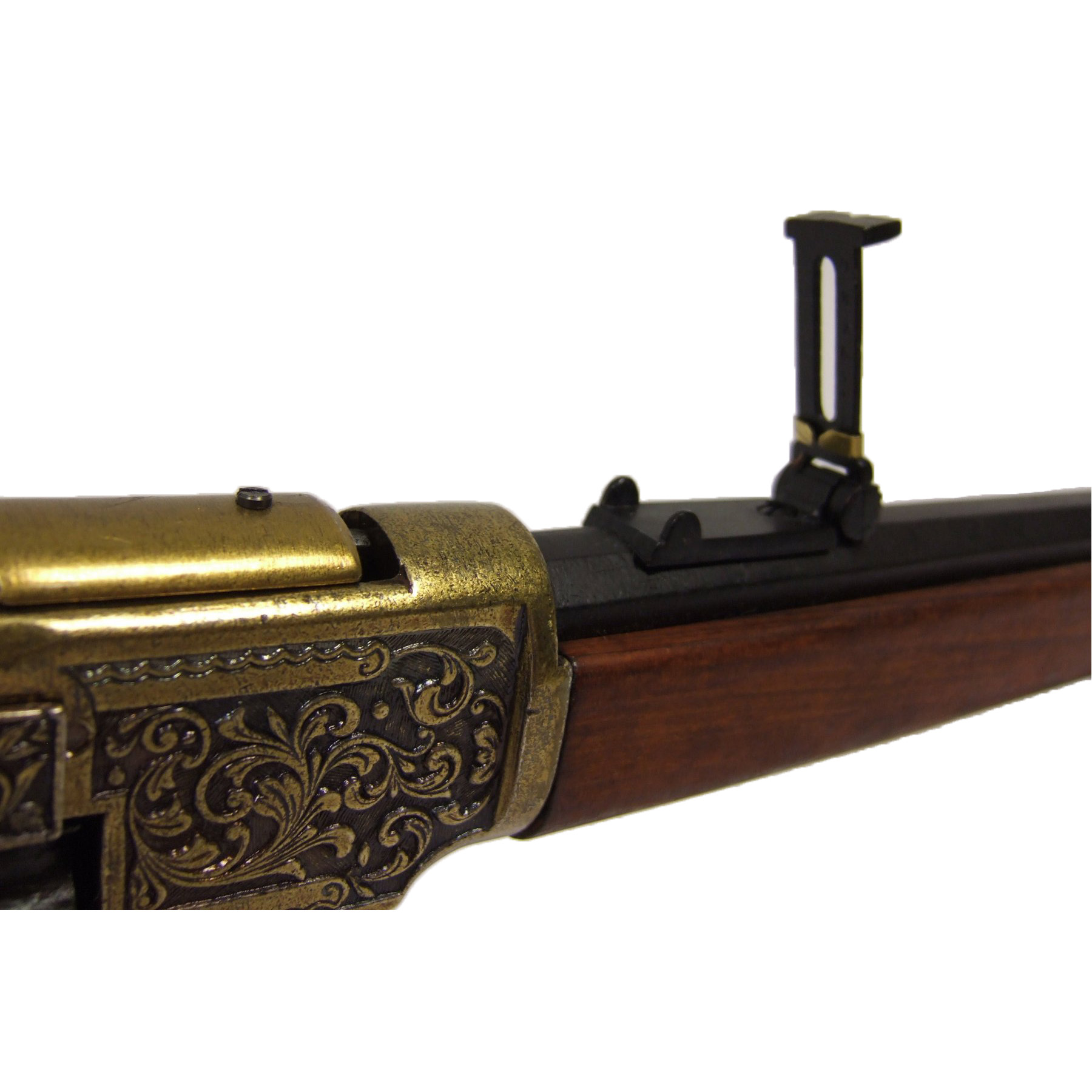 Carabina modelo 73, USA 1873, fabricado en metal acabado latón y madera
