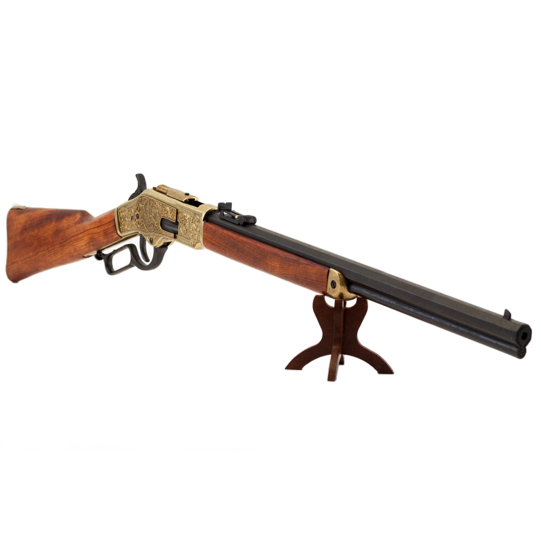 Carabina modelo 73, USA 1873, fabricado en metal acabado latón y madera