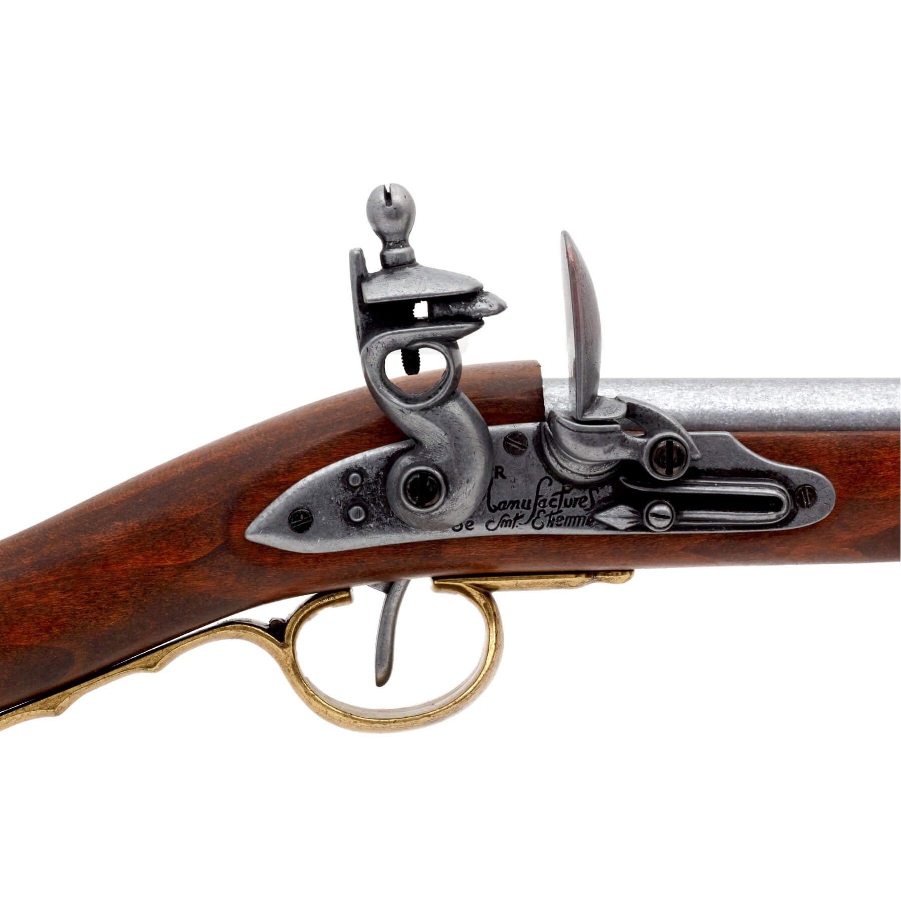 Carabina de chispa, Francia 1806, fabricada en madera y metal con detalles de latón