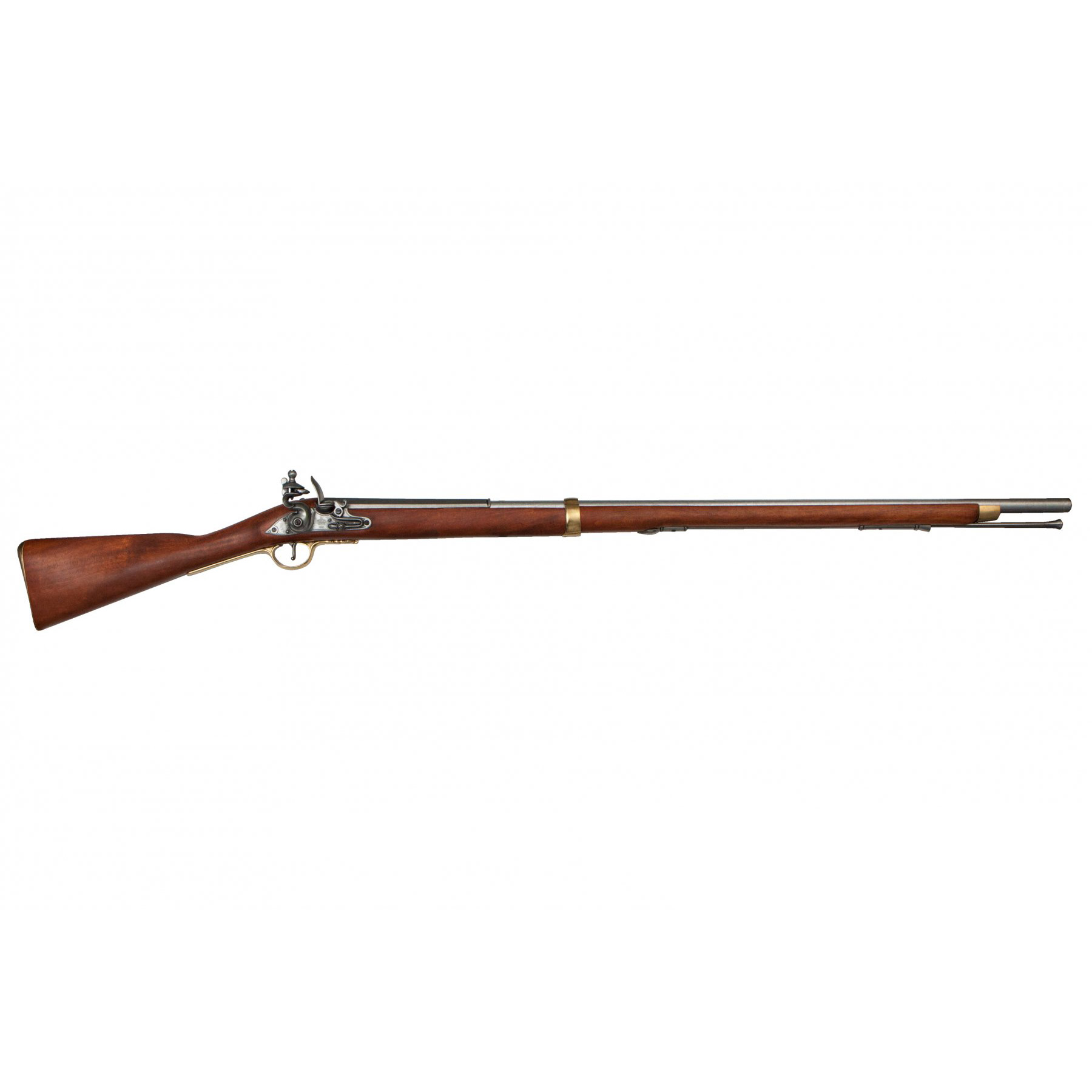Mosqueton Land Pattern Brown Bess, Inglaterra 1722, fabricado en madera y metal con detalles de latón