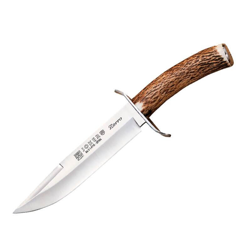 Cuchillo de caza Joker Zorro con puño de asta de ciervo y hoja d...
