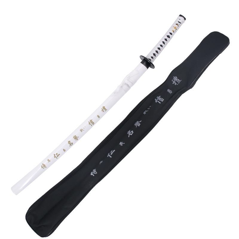 Katana decorativa con vaina blanca con inscripción