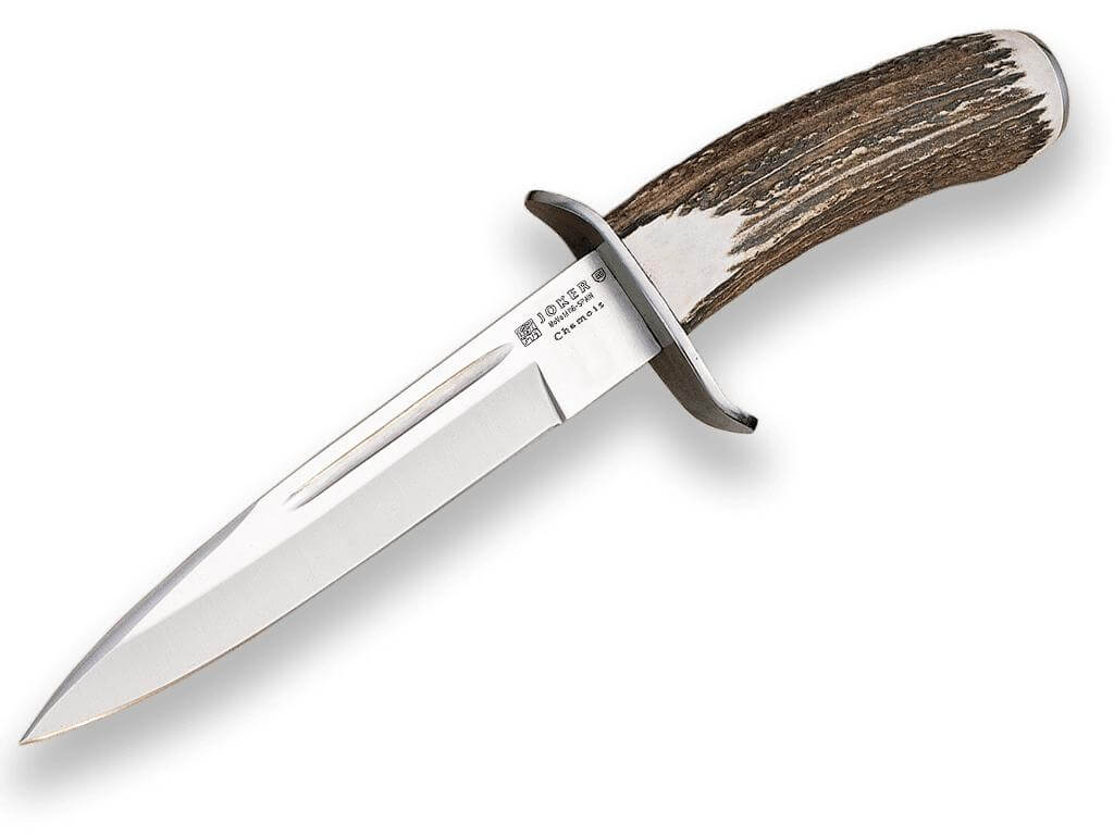 Cuchillo de caza Joker Chamois con puño de ciervo y hoja de 18 c...