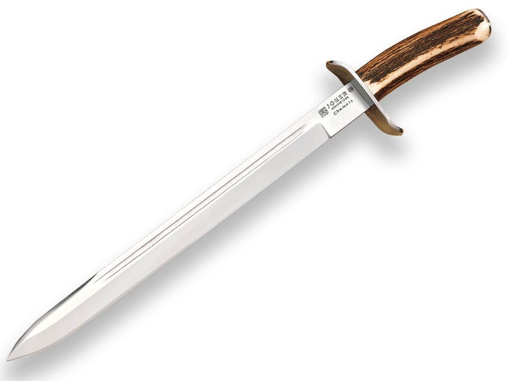 Cuchillo de caza Joker Chamois con puño de ciervo y hoja de 33 c...