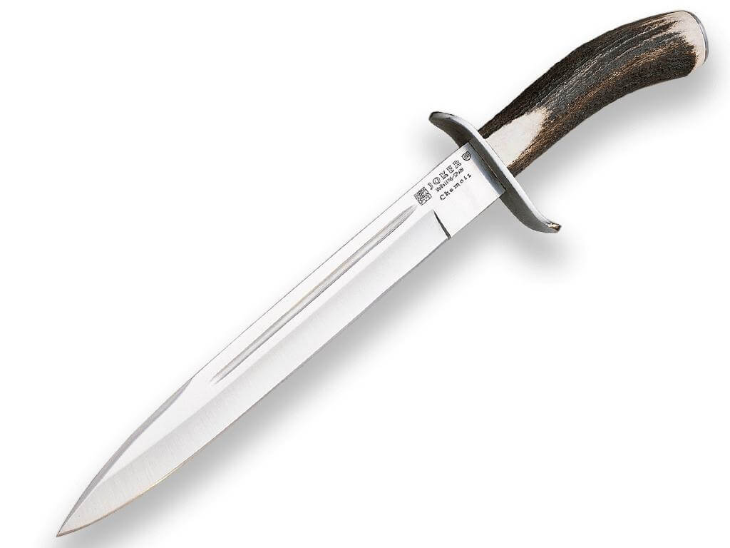 Cuchillo de caza Joker Chamois con puño de ciervo y hoja de 25,5...