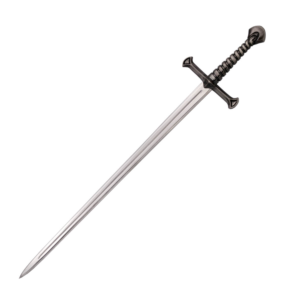 Abrecartas Anduril con pomo y guarda de color níquel y hoja de acero de 17 cm
