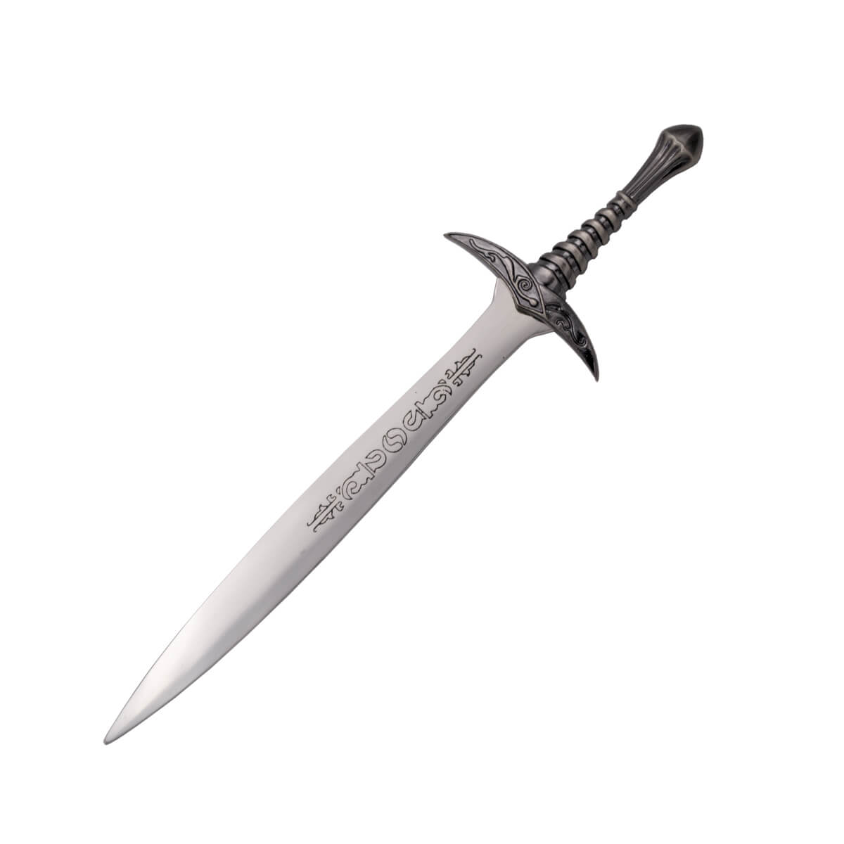 Abrecartas espada de Frodo con pomo y guarda de color níquel y hoja de acero de 14 cm