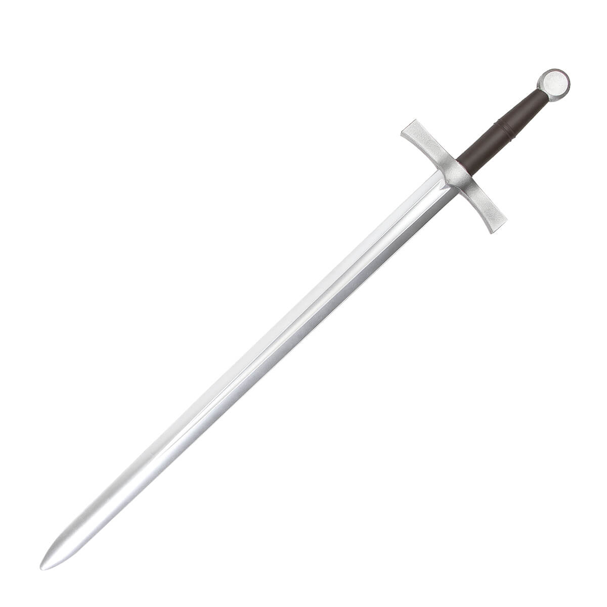 Espada de látex con pomo marrón y plateado