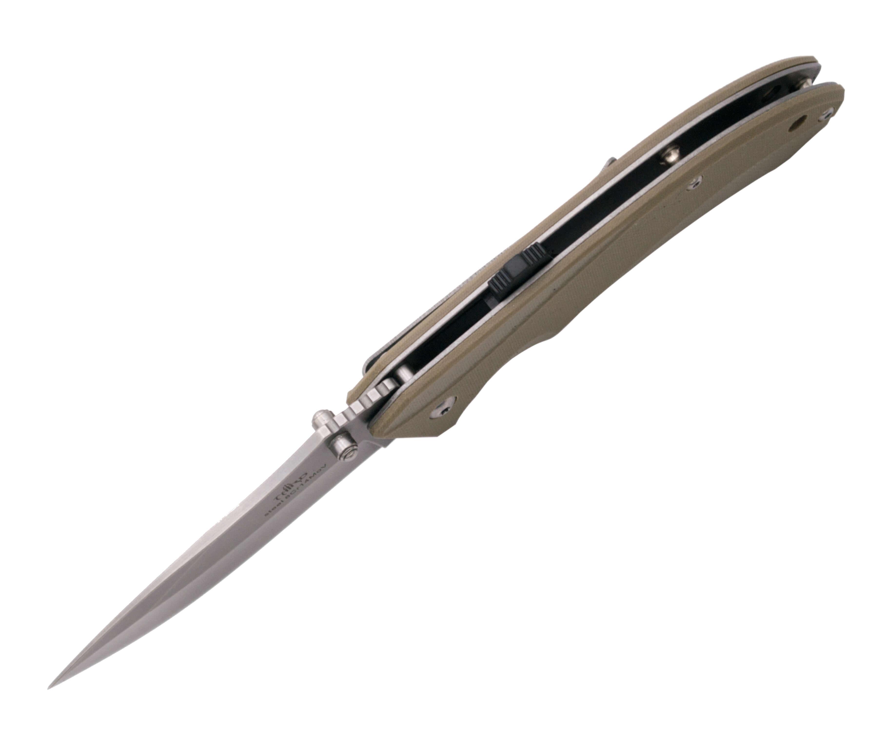 Navaja con apertura asistida y mango de G10 camel