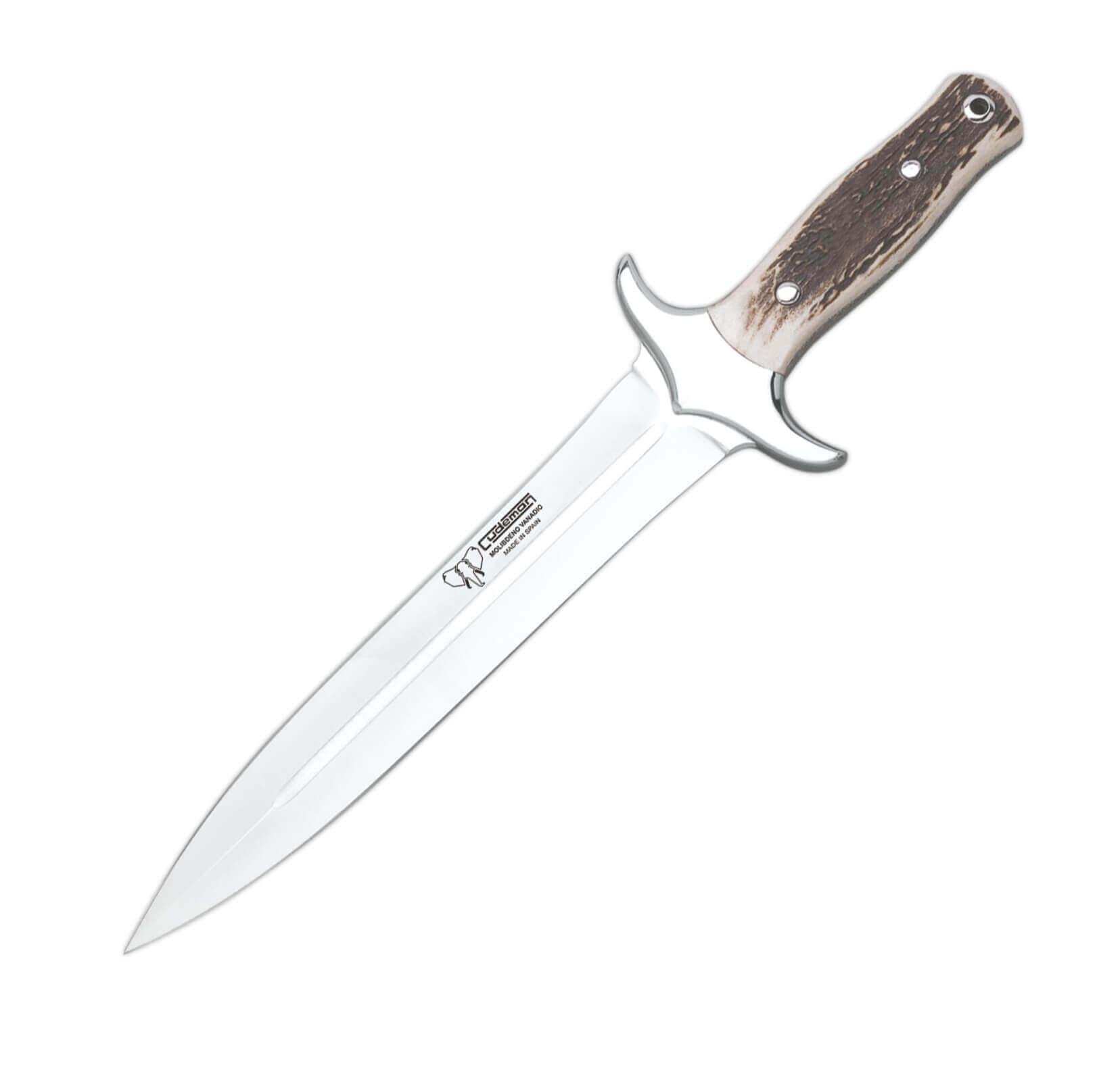 Cuchillo montería Cudeman. Mango de ciervo pulido. 22,5 cm de ho...