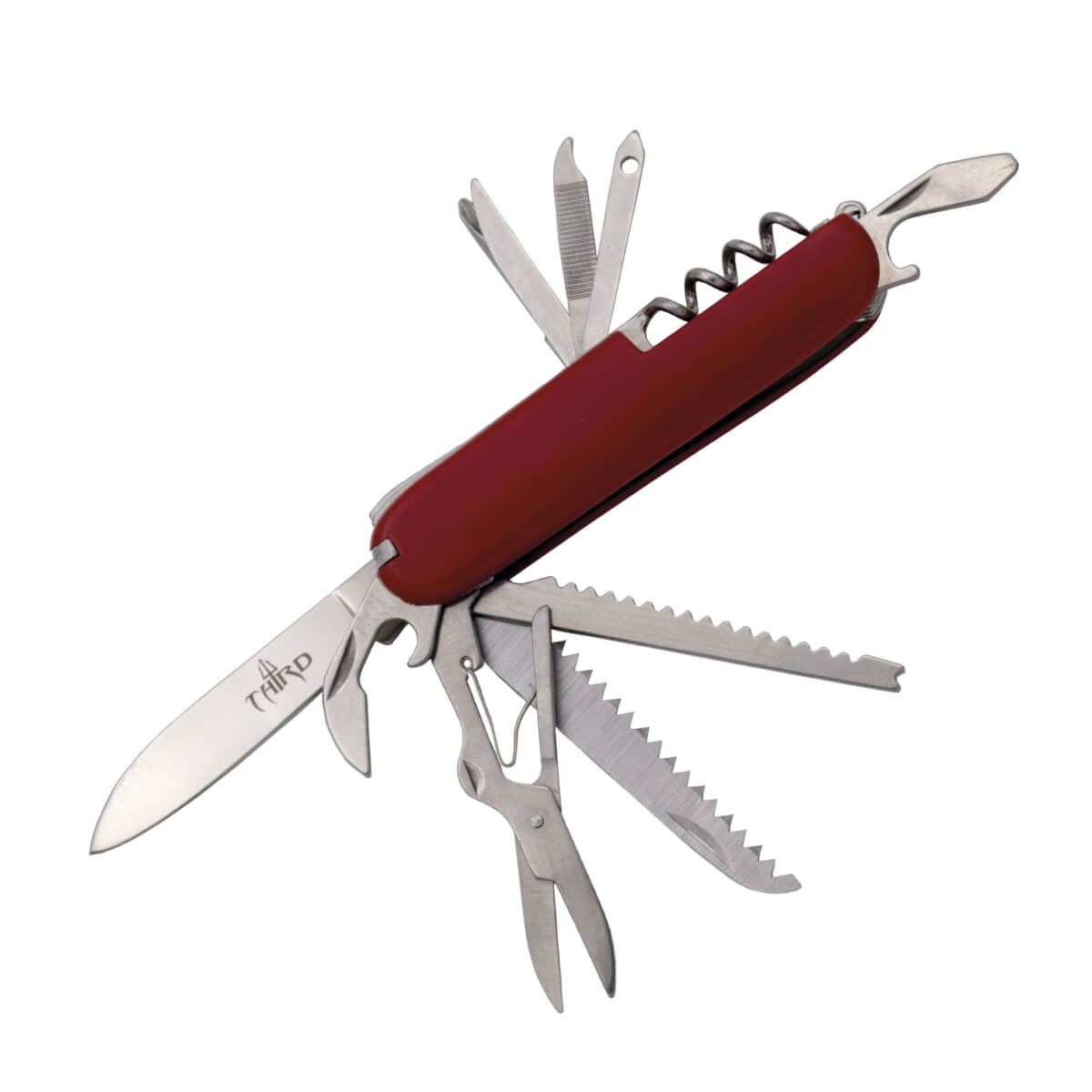 Navaja multifunción con 11 funciones y mango de ABS rojo 55011