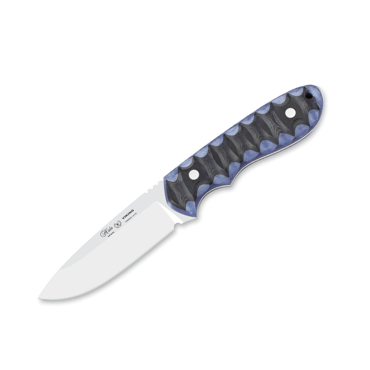 Cuchillo bushcraft Nieto Viking con mango de micarta katex azul y...