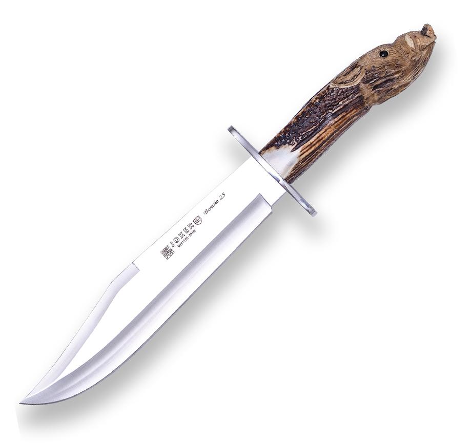 Cuchillo Bowie de caza y colección Joker con mango de asta de ci...